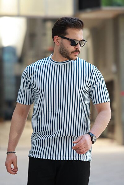 Minharir Men's a Quality Striped Jacquard T-Shirt