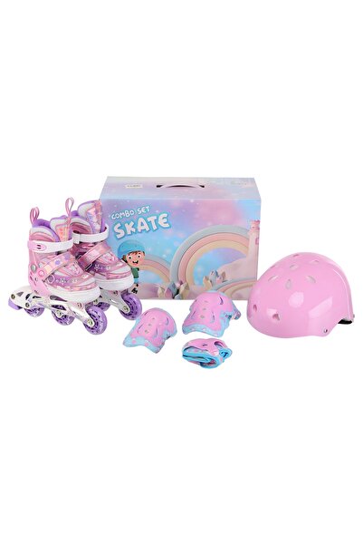 OEM Children's Roller Skate Set With Light-Up Wheels, With Helmet And Full Pr...