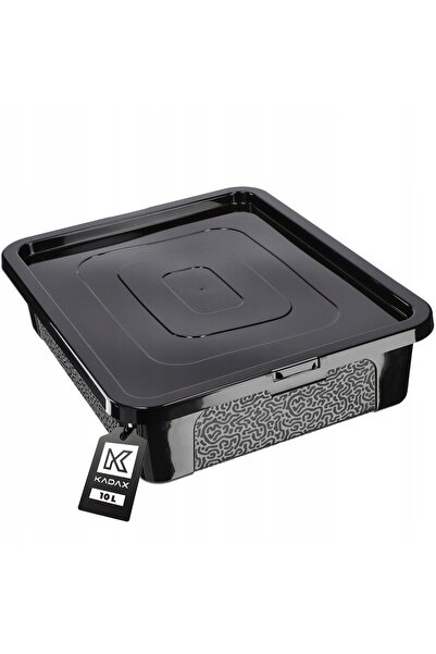 KADAX 10L Plastic Container with Lid Black Lockable Box Organizer