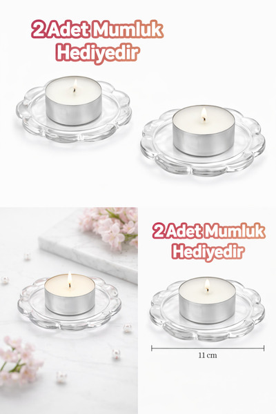 IKEA 2 li paket BLADFAGEL tealight 11 cm şeffaf mum tabağı