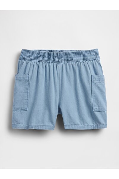 GAP Kız Bebek Mavi Pull-On Keten Karışımlı Şort
