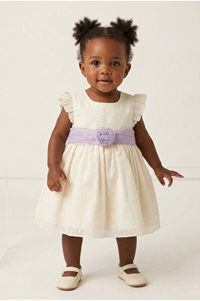 Abel & Lula Mayoral Abel Lula Baby Girl Beverly Dress Cream