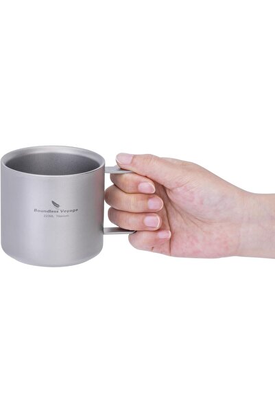 iBasingo 220ml Titanium Coffee Cup Double Wall Mini Mug