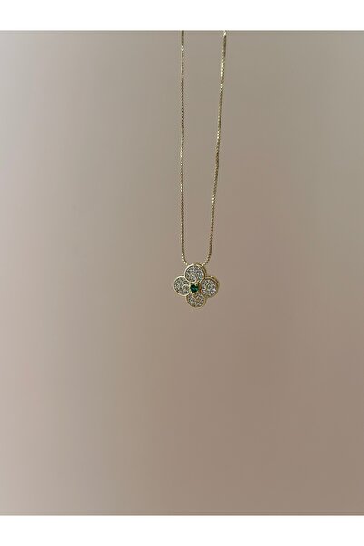 Moss Aksesuar Taşlı Minimal Yonca Kolye