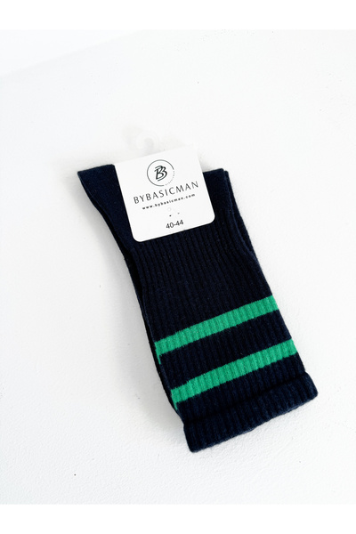 BYBASICMAN Albastru Marin Verde cu dungi Șosete 2
