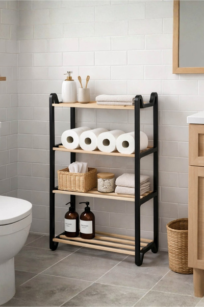 HOMİNG Modularni organizator za kupaonicu i kuhinju od punog drveta sa policama