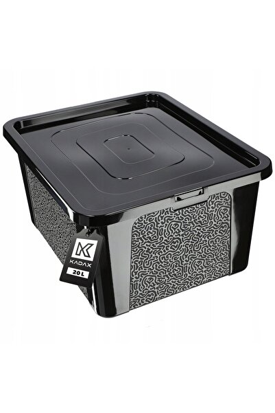 KADAX 20L Plastic Container with Lid Black Lockable Large Organizer Box