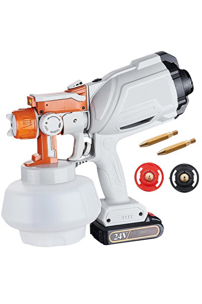 zola Cordless paint spray gun, 1200 ml tank, 2000 mAh battery, 24V, distance ...