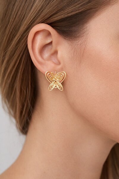 ismim bijuteri Füsun Kelebek Altın Kaplama Küpe Masumiyet Müzesi Kelebek Küpe