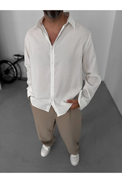 BYBASICMAN Bela Modal tkanina, košulja dugih rukava RES-5159