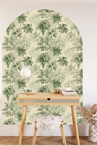 Piksel Grafik Palm Tree Wall Sticker Belt Design Green Bohemian Living Room B...