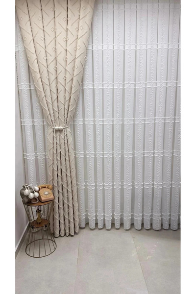 NİVEMESHOME ΚΟΝΑΚ 1-0028 ΕΚΡΟΥ 1/3 ΠΙΕΛΕΤΕΝΤΟ ΤΟΥΒΛΟ Τούλι ΕΡΝΤΕ