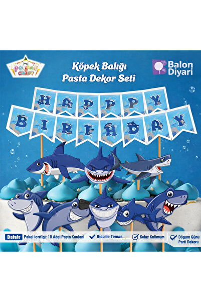 BALON DİYARI Shark-Themed Custom Cake Decoration Set, High-Quality Stylish Cake