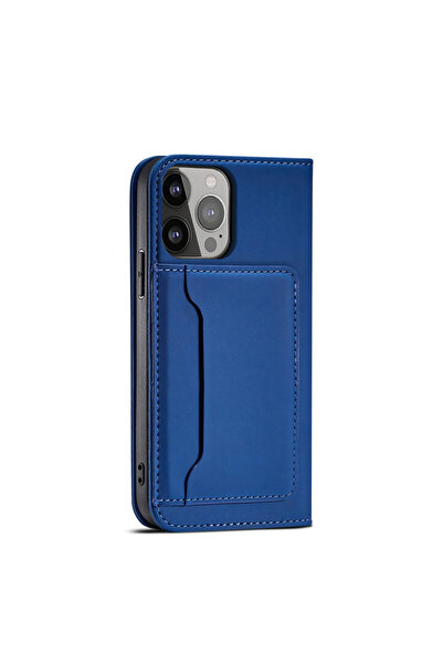 OEM Magnetic Flip Wallet Case with Stand for iPhone 14 Pro, Blue