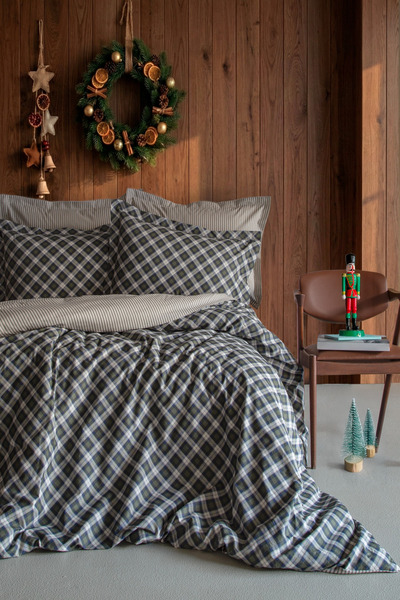 BED LİNE Set de lenjerie de pat Ranforce Single Estilo Verde