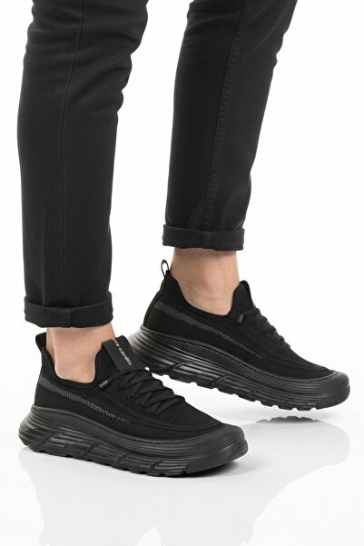 Pierre Cardin Black Mesh Lightweight Stretchy Memory Foam Sole Men's Sports S...