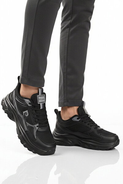 Pierre Cardin Black Mesh Lightweight Stretchy Memory Foam Sole Men's Sports S...