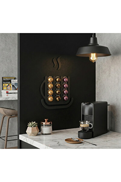 craftopya Nespresso Vertuo Uyumlu Dekoratif Duvara Monte Siyah Kahve Kapsül Tutucu Stand (12 Kapasiteli)
