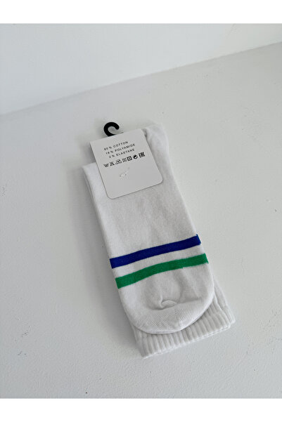 BYBASICMAN Alb Albastru Verde cu dungi Șosete