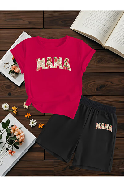 Flow touch Mama Shorts T-Shirt - Shorts and Top Tracksuit Set Printed Oversiz...