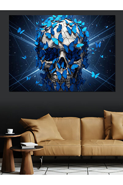 Artmeg Pânză decorativă modernă cu craniu de cristal albastru - Tablou din le...