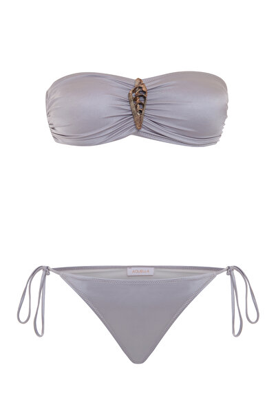 AQUELLA Anthracite Strapless Bikini Set with Accessories