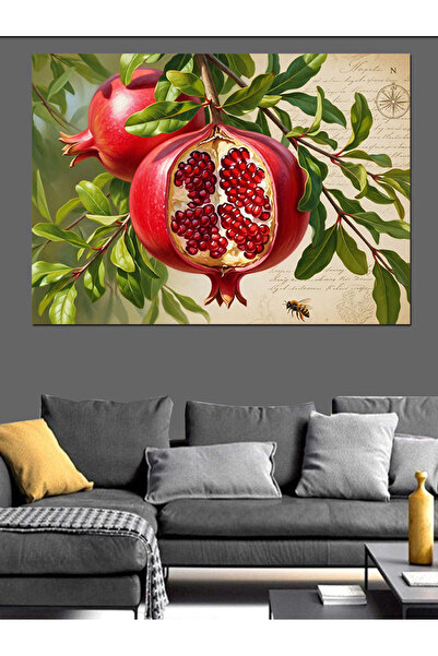 Artmeg Pânză decorativă cu fructe proaspete de rodie desfăcute pe ramură - Ma...