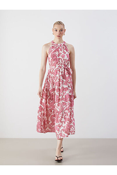 LC Waikiki RMZ GİYİM FARKİLY فستان هالتر بياقة روبا مزين بالزهور