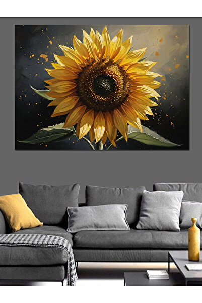 Artmeg Pânză decorativă cu floarea-soarelui galbenă mare, în plan apropiat - ...