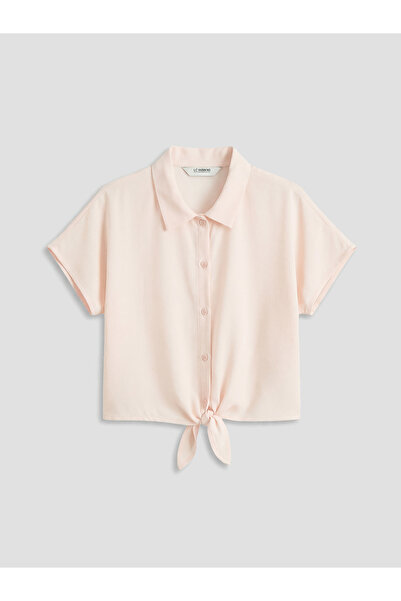 LC Waikiki Pink Girls' Shirt with Tie Detail