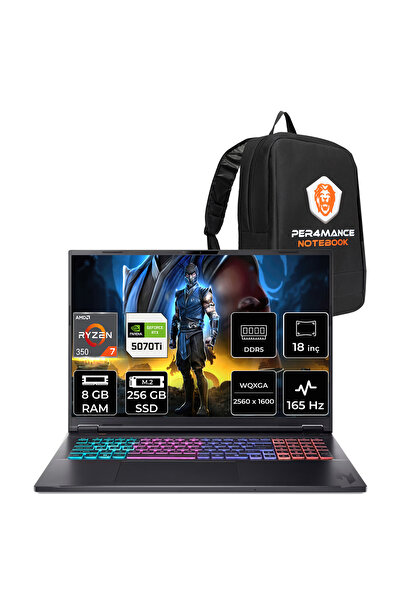 ACER Nitro 18 Ryzen AI 7 350 8GB 256GB SSD RTX5070Ti/12GB 115W 18" WQXGA 165H...
