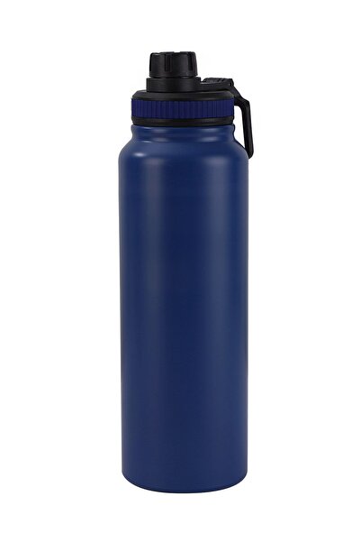 PERLOTUS Steel Navy Blue 1000 ml Camping Thermos with Handle