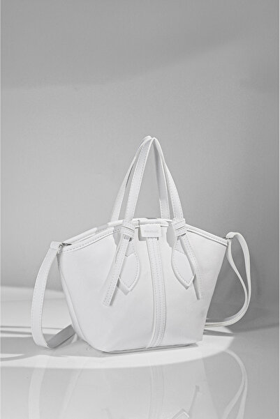 Rimense Women's White Zippered Lined Hand and Shoulder Bag