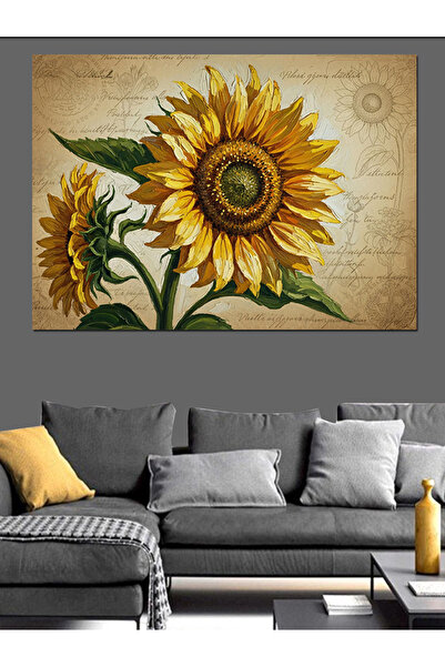 Artmeg Pânză decorativă cu floarea-soarelui galbenă în plan apropiat - Tablou...
