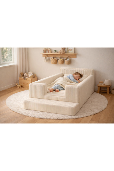 Joyfoam Anne Yanı 90x160 Çocuk Yatağı Güvenlikli Yer Yatağı Yatak Dahil Kadif...