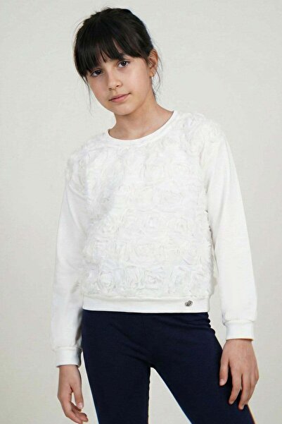 Breeze Devojčica majica dugih rukava sa reljefnim detaljima ruže od organze, ...