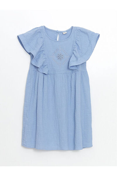 LC Waikiki RMZ GİYİM فستان بناتي مزين بالزهور بياقة روبا من FARKIYA