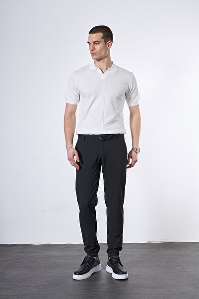 Mesfeno Regular Fit Elastic Waist Fabric Trousers