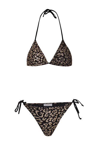 AQUELLA Zlatni Leopard dezen crni bikini set