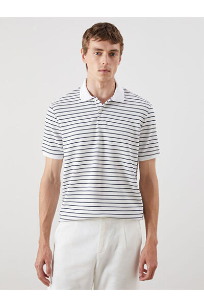 LC Waikiki تي شيرت رجالي مخطط بياقة روبا مطوية من UZG STORE