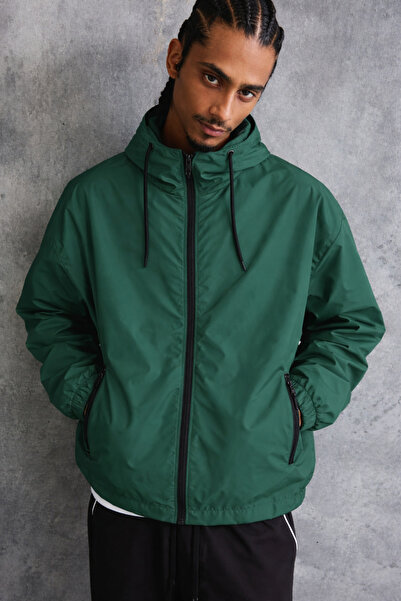 DAMGA JEANS Muški udobni Postavljeno ležerni zeleni kišni mantil i vetrovka