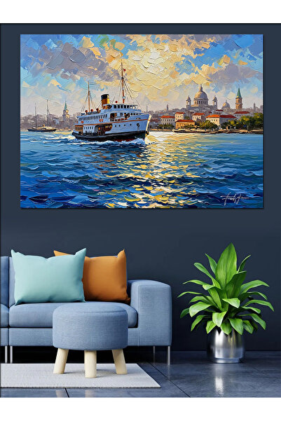 Artmeg Διακοσμητικός καμβάς Istanbul City Lines Steamboat - Ξύλινος πίνακας MDF