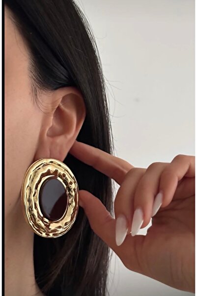 AychaAksesuar Steel vip pinterest earring burgundy plate big steel earring