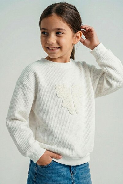 Breeze Devojčica majica sa pletenim aplikacijama i vezom u obliku mašne, uzra...