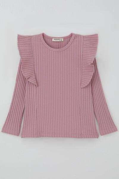 Breeze Devojčice, majica dugih rukava sa volanima, 2-6 godina, prašnjavo roze