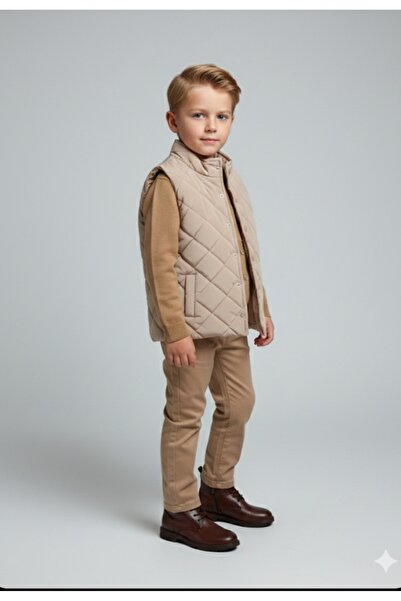 ecoo Boy's Quilted Vest Long Sleeve T-Shirt Mercerized Jacket Linen Pants Fou...