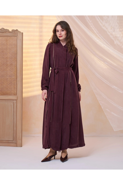 MissWhence Zip Detail Cupra Silk Ferace 39501 Bordo