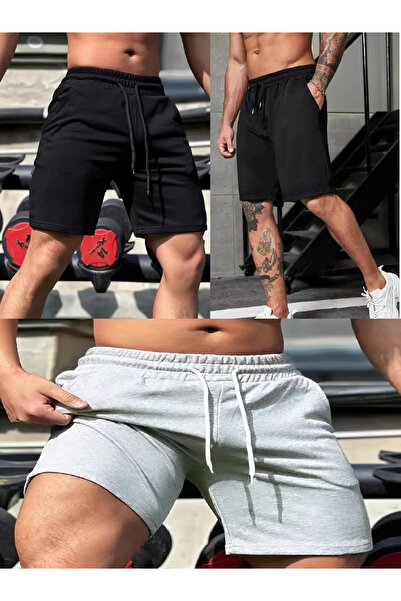 KİMSE GÖRMEDEN Sport Shorts Comfortable Fit Unisex Men's - 3Pcs Set of 3