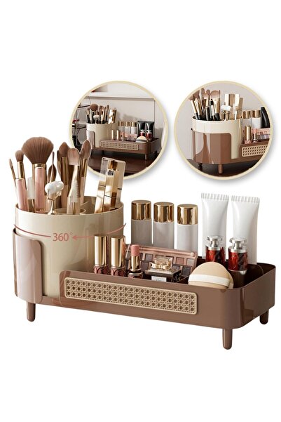 OEM Viennese braided brush and cosmetic organizer, brown