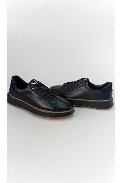 Voyager جلد أصلي حذاء رياضي أسود كاجوال برباط للرجال من حذاء رياضي إلى حذاء ب...